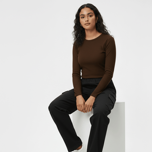 Brown Regular Fit – 24/7 Long Sleeves T Shirt