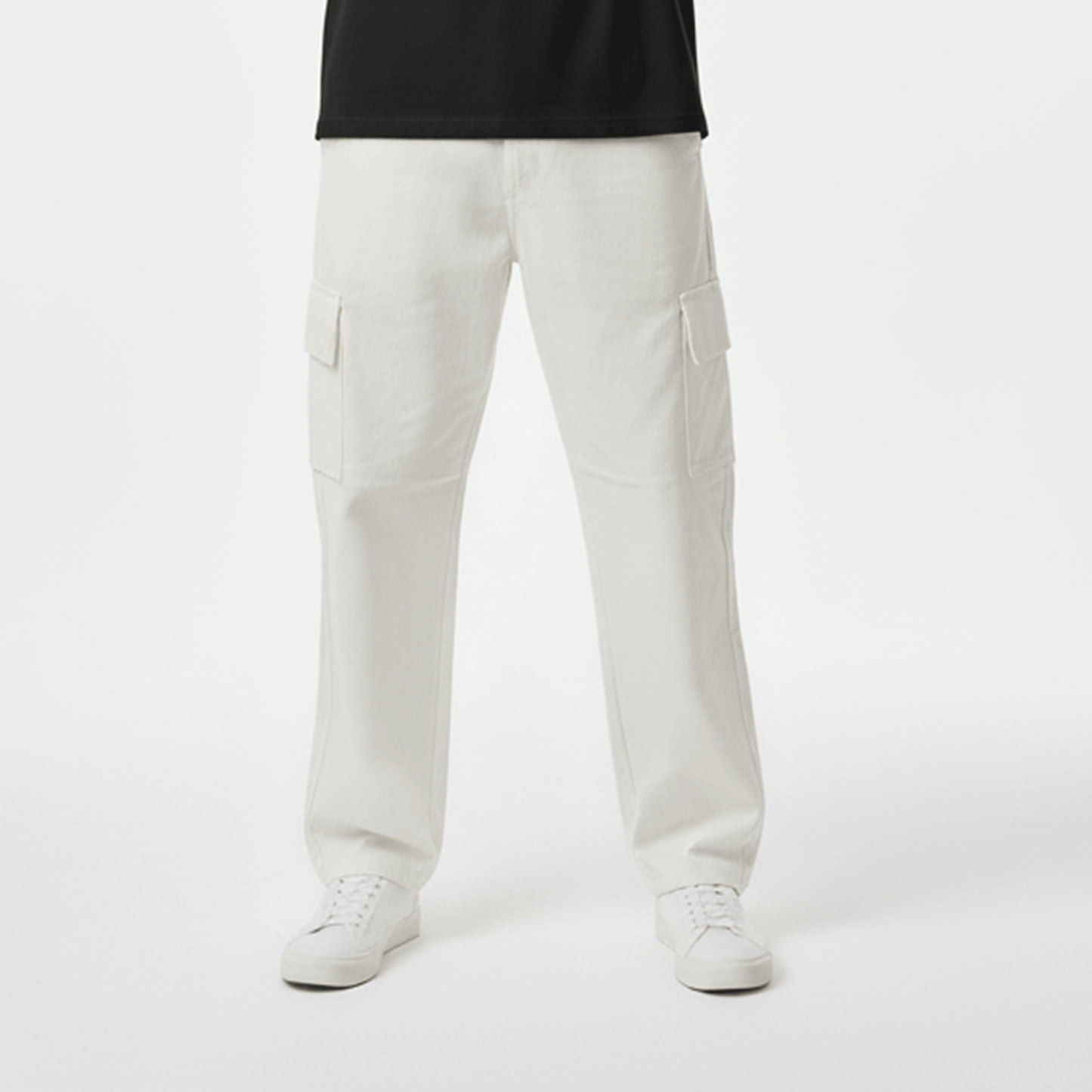 White Loose Fit Cargo Pant