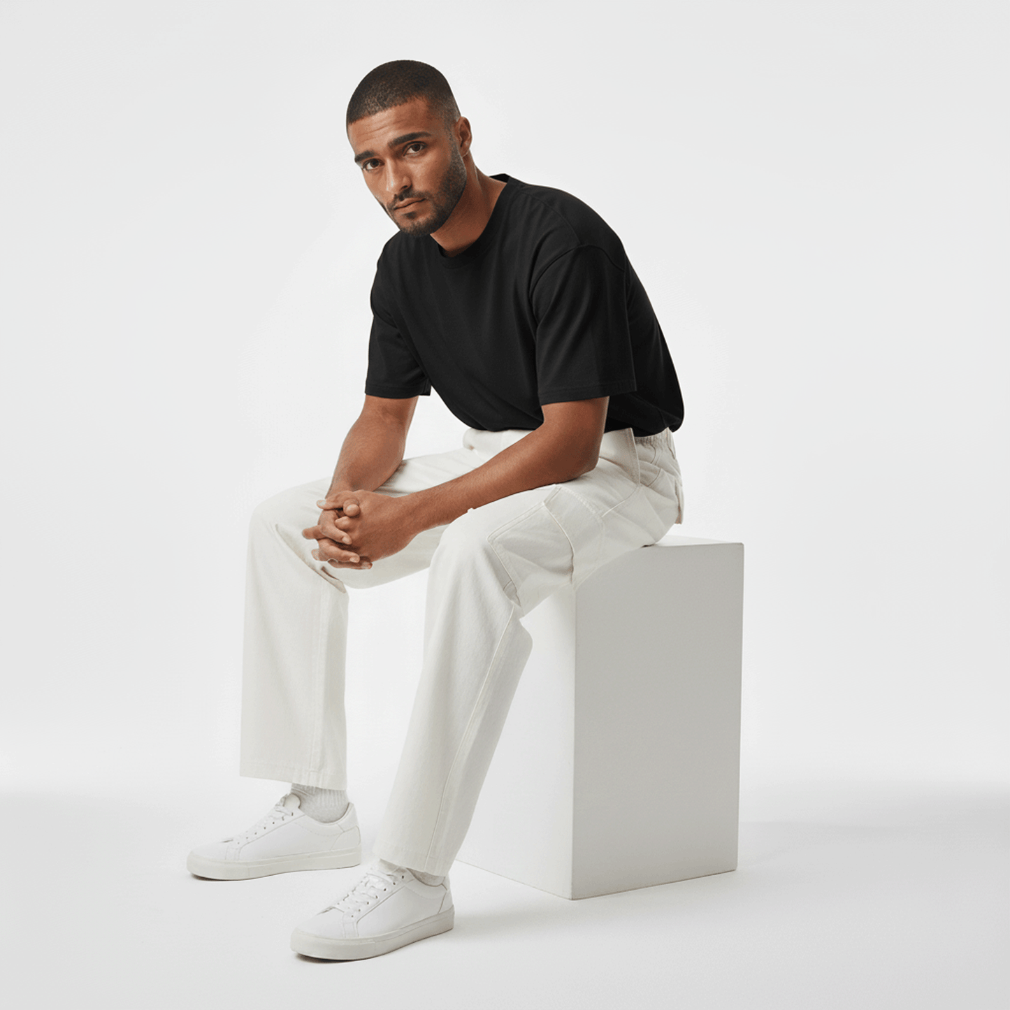 White Loose Fit Cargo Pant