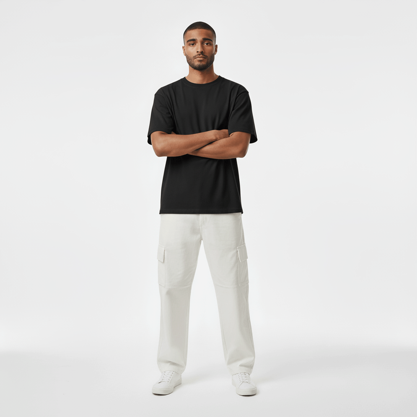 White Loose Fit Cargo Pant